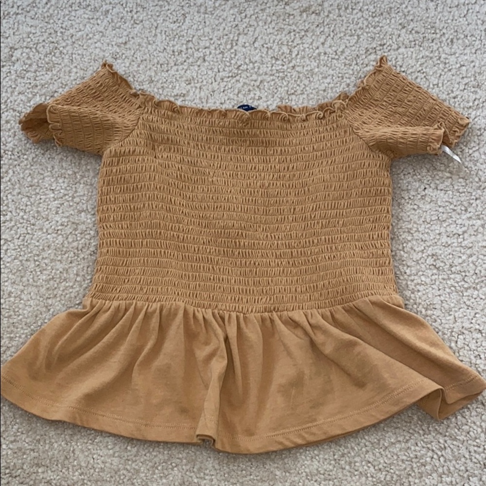 Ruffle off the shoulder american eagle top